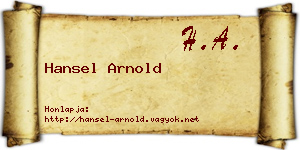 Hansel Arnold névjegykártya